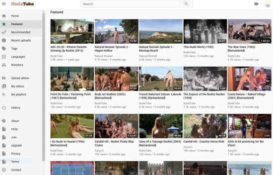 NudeTube - video hosting for nudists